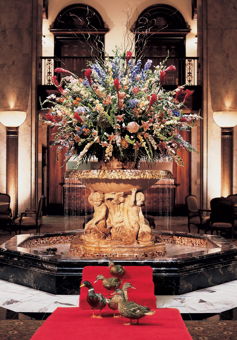 Peabody Memphis lobby fountain with ducks