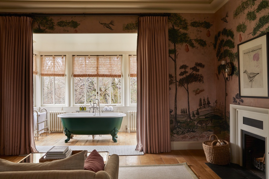 Lime Wood Hotel Pavilion Lodge Freestanding Bathtub